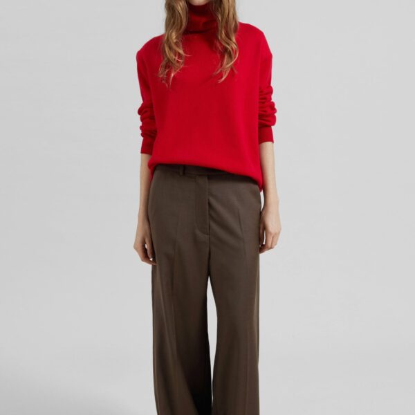 The Frankie Shop Brickell Flannel Trousers - Mocha - Oversized Minimalist Pants in Beige - Shop at Coveti