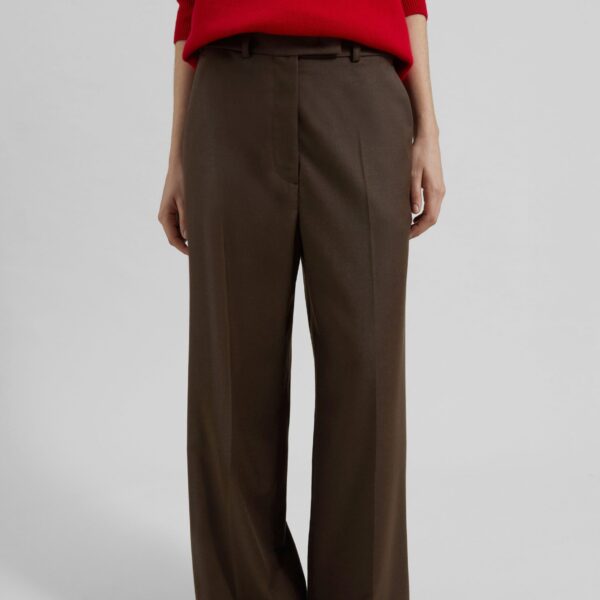 The Frankie Shop Brickell Flannel Trousers - Mocha - Oversized Minimalist Pants in Beige - Shop at Coveti