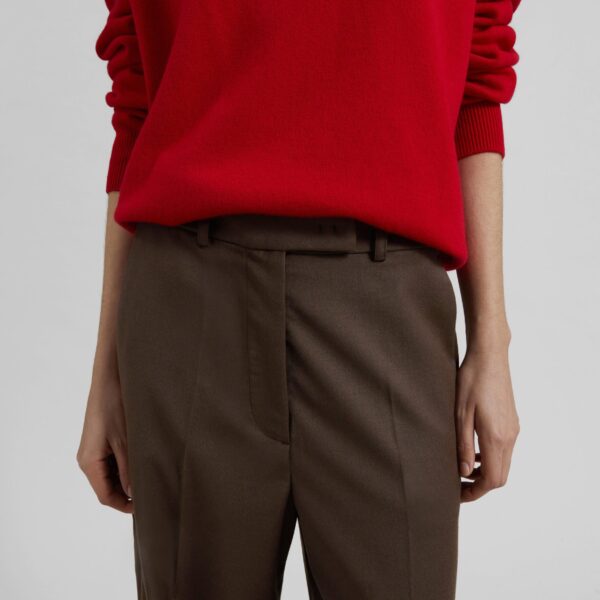 The Frankie Shop Brickell Flannel Trousers - Mocha - Oversized Minimalist Pants in Beige - Shop at Coveti