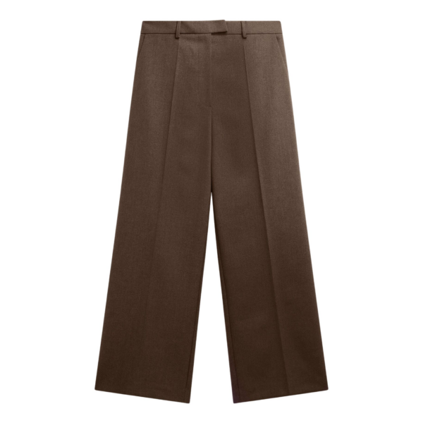 The Frankie Shop Brickell Flannel Trousers - Mocha - Oversized Minimalist Pants in Beige - Shop at Coveti
