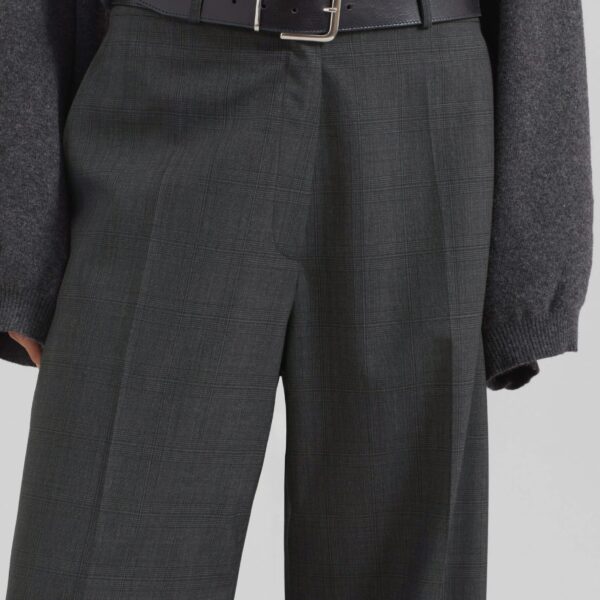 The Frankie Shop Brickell Plaid Trousers - Dark Grey - Oversized Minimalist Pants in Grey - Shop at Coveti