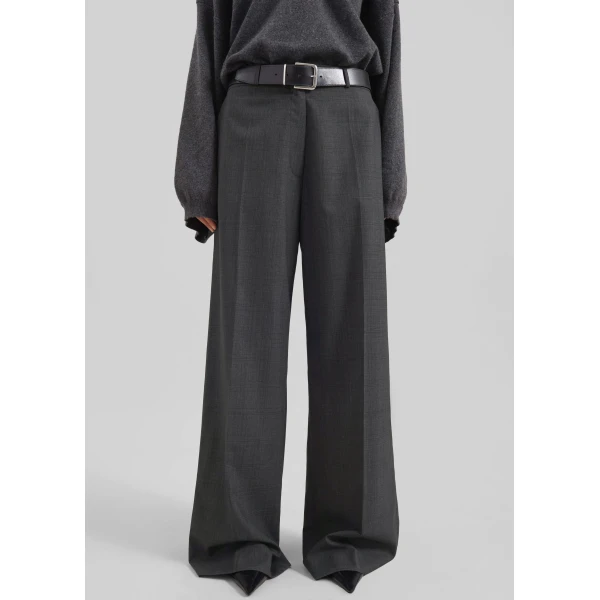 The Frankie Shop Brickell Plaid Trousers – Dark Grey, view 5