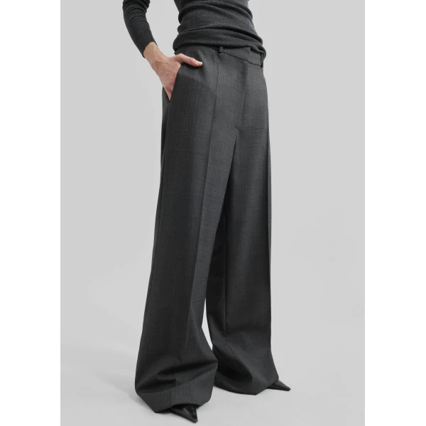 The Frankie Shop Brickell Plaid Trousers – Dark Grey, view 6