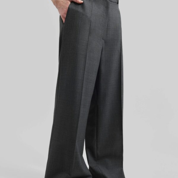 The Frankie Shop Brickell Plaid Trousers - Dark Grey - Oversized Minimalist Pants in Grey - Shop at Coveti