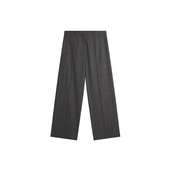 The Frankie Shop Brickell Plaid Trousers - Dark Grey - Oversized Minimalist Pants in Grey - Shop at Coveti