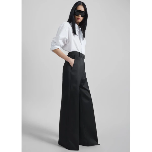 The Frankie Shop Brickell Satin Trousers – Black, view 2