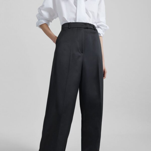 The Frankie Shop Brickell Satin Trousers - Black - Oversized Minimalist Pants in Black - Shop at Coveti