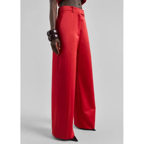 The Frankie Shop Brickell Satin Trousers – Red, view 3