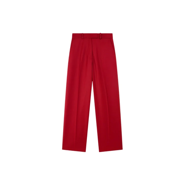 The Frankie Shop Brickell Satin Trousers - Red - Oversized Minimalist Pants in Red - Shop at Coveti