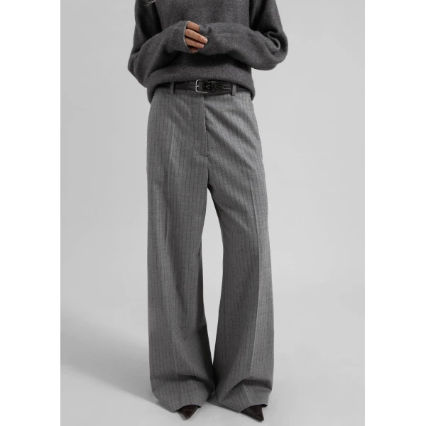 The Frankie Shop Brickell Striped Trousers – Grey/Brown, view 2