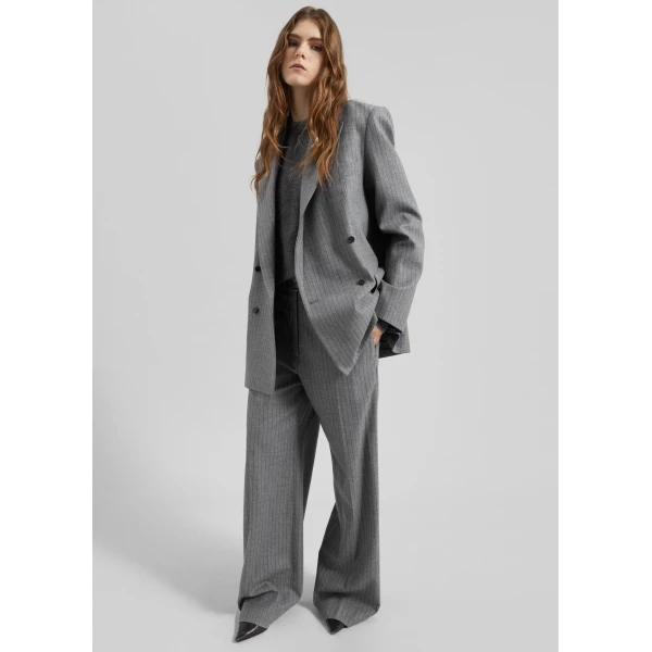 The Frankie Shop Brickell Striped Trousers – Grey/Brown, view 5