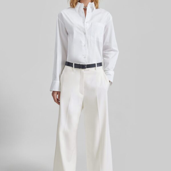 The Frankie Shop Brickell Trousers - Ivory - Oversized Minimalist Pants in Ivory - Shop at Coveti