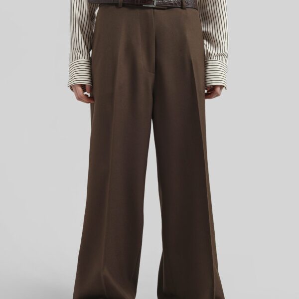 The Frankie Shop Brickell Trousers - Mocha - Oversized Minimalist Pants in Beige - Shop at Coveti