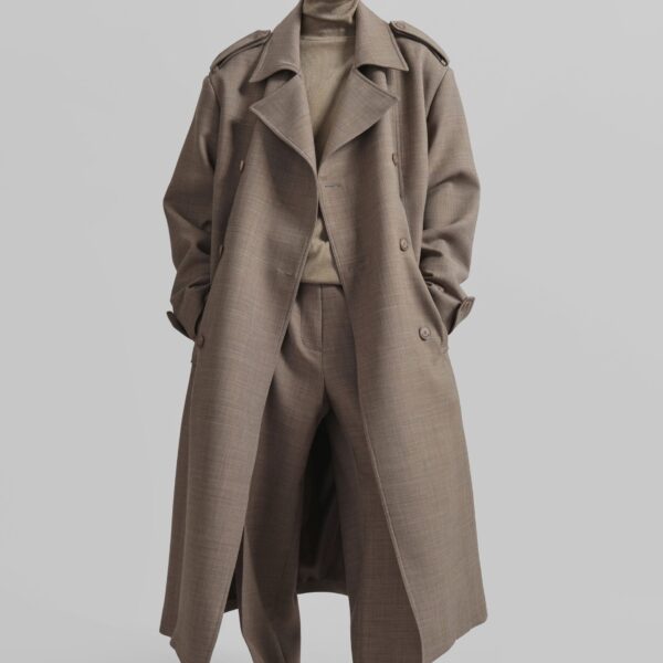The Frankie Shop Brickell Trousers - Taupe Melange - Oversized Minimalist Pants in Beige - Shop at Coveti
