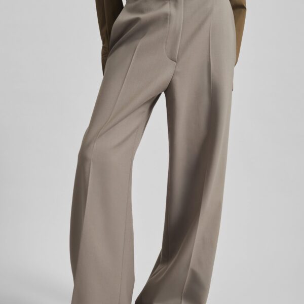 The Frankie Shop Brickell Trousers - Taupe - Oversized Minimalist Pants in Beige - Shop at Coveti