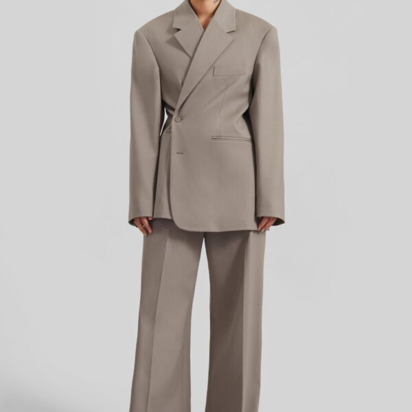 The Frankie Shop Brickell Trousers - Taupe - Oversized Minimalist Pants in Beige - Shop at Coveti