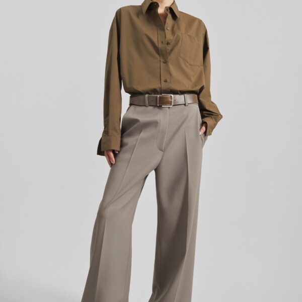 The Frankie Shop Brickell Trousers - Taupe - Oversized Minimalist Pants in Beige - Shop at Coveti