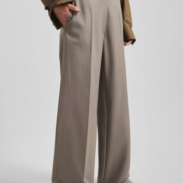 The Frankie Shop Brickell Trousers - Taupe - Oversized Minimalist Pants in Beige - Shop at Coveti