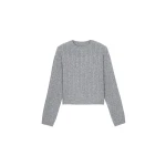 The Frankie Shop Brisbane Cropped Boxy Sweater - Grey - Oversized Minimalist Knitwear in Grey - Shop at Coveti