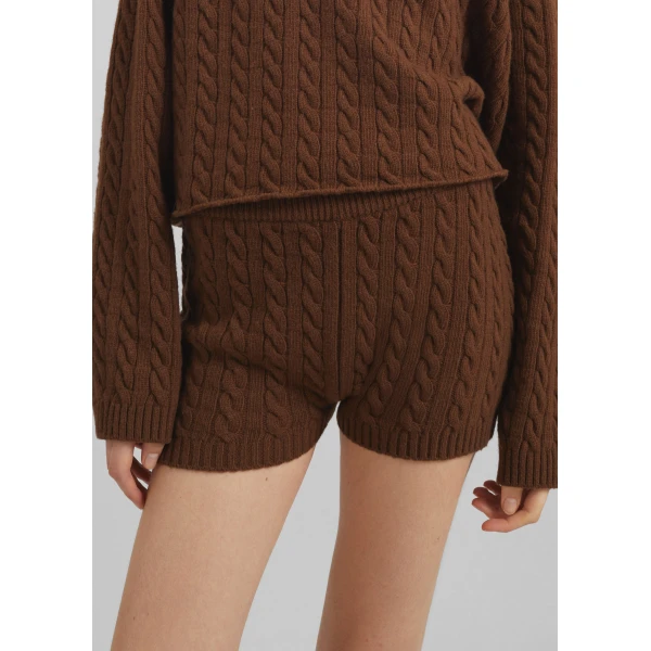 The Frankie Shop Brisbane Knit Mini Shorts – Brown, view 5