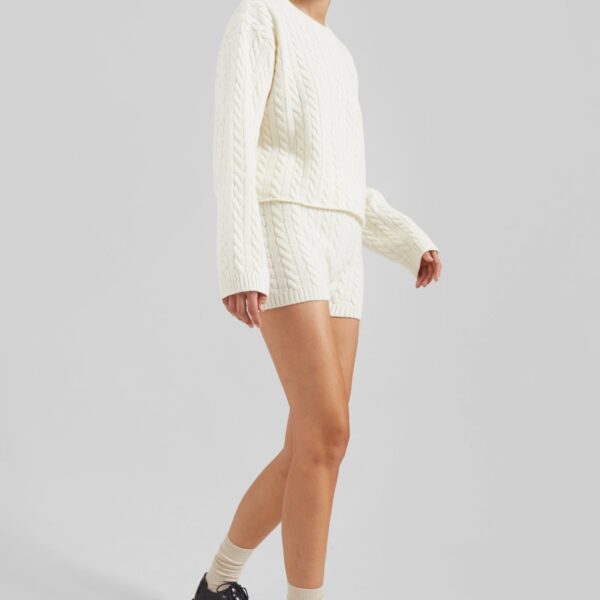The Frankie Shop Brisbane Knit Mini Shorts - White - Oversized Minimalist Shorts in White - Shop at Coveti