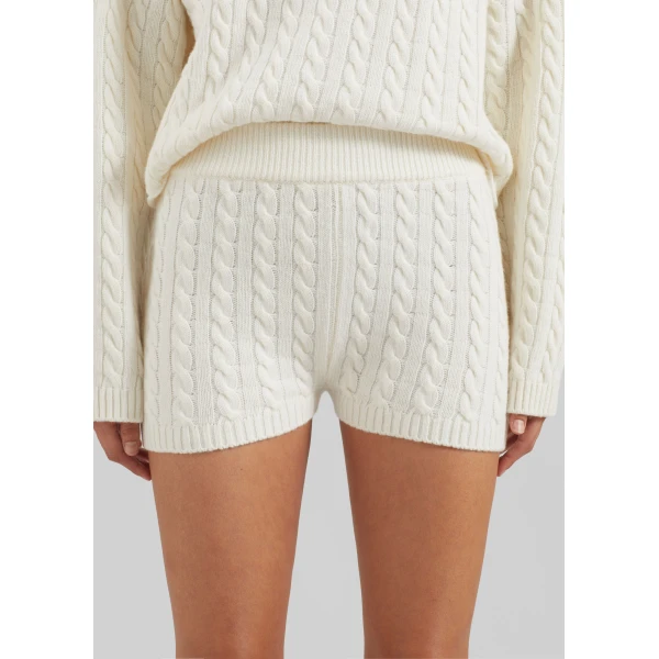 The Frankie Shop Brisbane Knit Mini Shorts – White, view 3