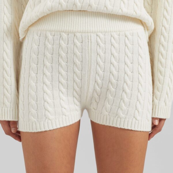 The Frankie Shop Brisbane Knit Mini Shorts - White - Oversized Minimalist Shorts in White - Shop at Coveti