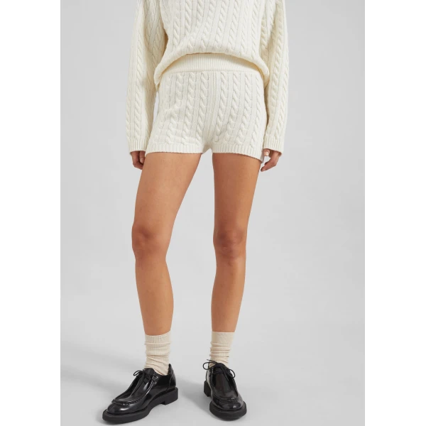 The Frankie Shop Brisbane Knit Mini Shorts – White, view 4