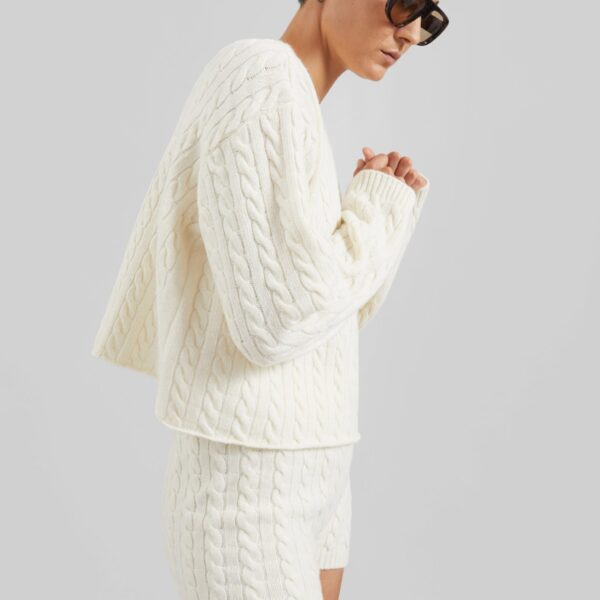 The Frankie Shop Brisbane Knit Mini Shorts - White - Oversized Minimalist Shorts in White - Shop at Coveti