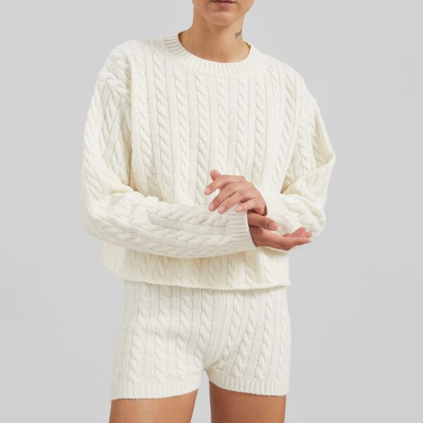 The Frankie Shop Brisbane Knit Mini Shorts - White - Oversized Minimalist Shorts in White - Shop at Coveti