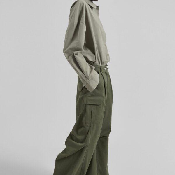 The Frankie Shop Bronte Cargo Pants - Army Green - Oversized Minimalist Pants in Green - Shop at Coveti