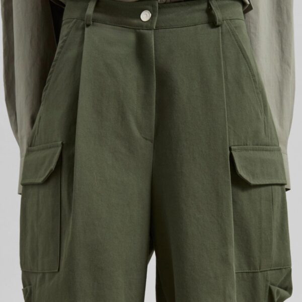 The Frankie Shop Bronte Cargo Pants - Army Green - Oversized Minimalist Pants in Green - Shop at Coveti