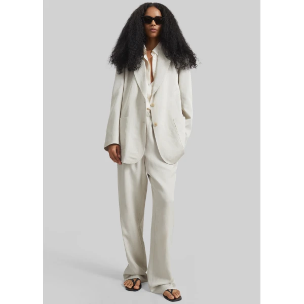 The Frankie Shop Bruna Linen Soft Blazer – Light Beige, view 3