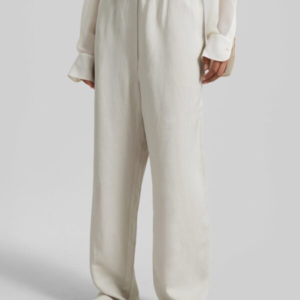The Frankie Shop Bruna Linen Soft Pants - Light Beige - Oversized Minimalist Pants in Beige - Shop at Coveti