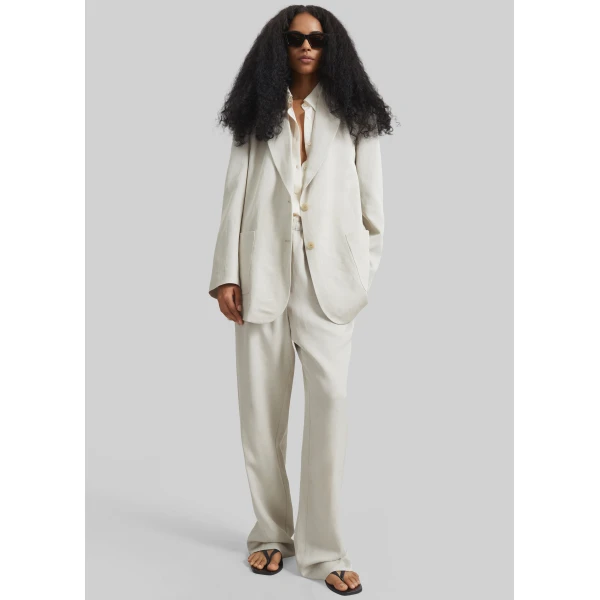 The Frankie Shop Bruna Linen Soft Pants – Light Beige, view 4