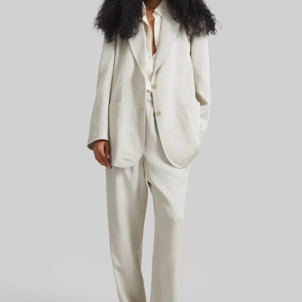 The Frankie Shop Bruna Linen Soft Pants - Light Beige - Oversized Minimalist Pants in Beige - Shop at Coveti