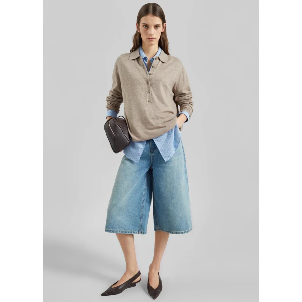 The Frankie Shop Brunoy Denim Culottes – Light Wash Shorts, view 2