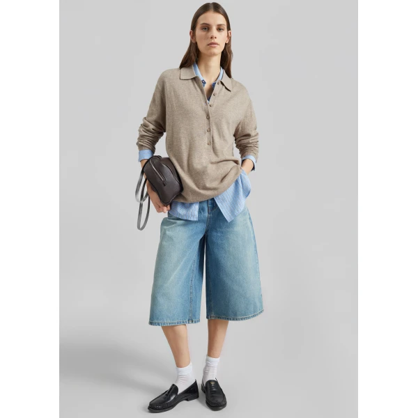 The Frankie Shop Brunoy Denim Culottes – Light Wash Shorts, view 4