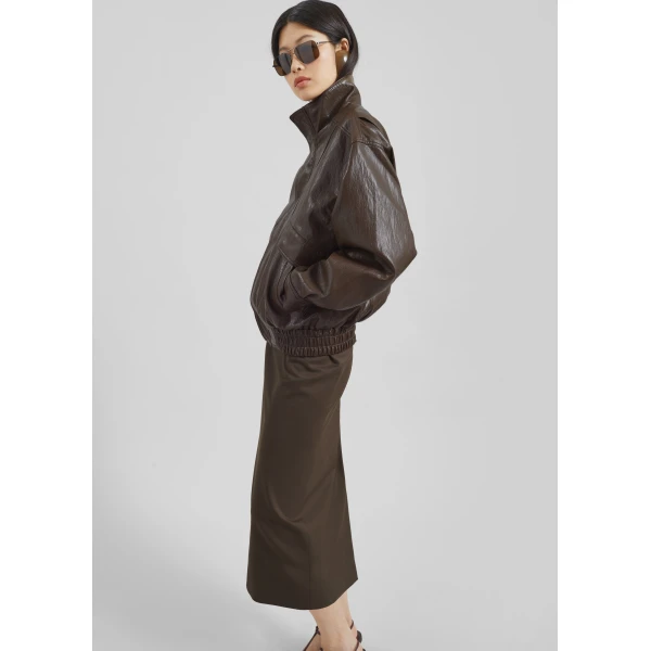 The Frankie Shop Burland Faux Leather Jacket – Brown, view 2