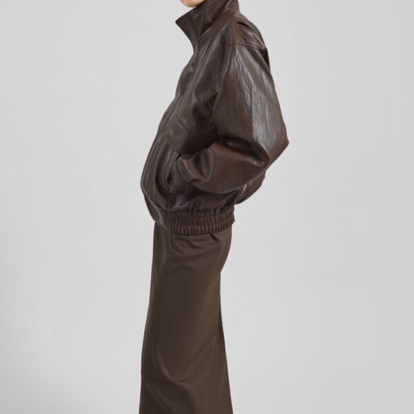 The Frankie Shop Burland Faux Leather Jacket - Brown - Oversized Minimalist Jackets in Beige - Shop at Coveti