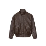The Frankie Shop Burland Faux Leather Jacket - Brown - Oversized Minimalist Jackets in Beige - Shop at Coveti