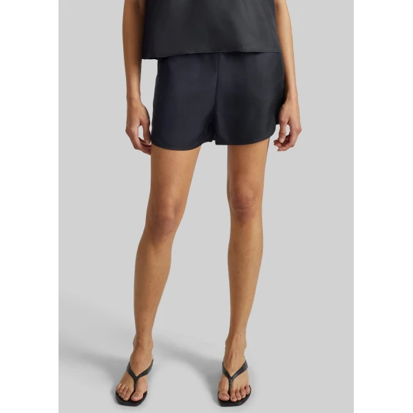 The Frankie Shop Cabo Elasticated Silk Shorts – Black, view 4