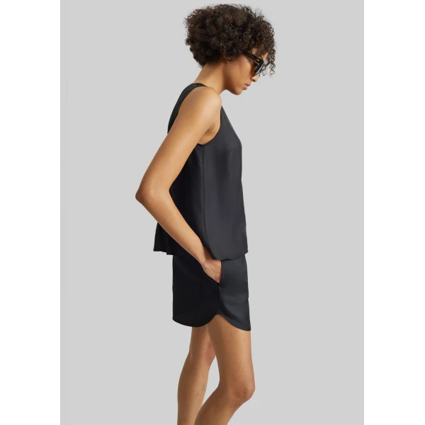 The Frankie Shop Cabo Elasticated Silk Shorts – Black, view 6