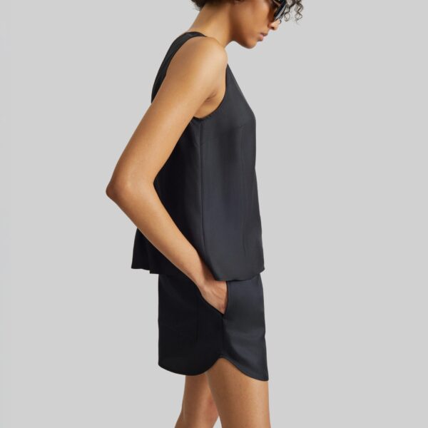 The Frankie Shop Cabo Elasticated Silk Shorts - Black - Oversized Minimalist Shorts in Black - Shop at Coveti