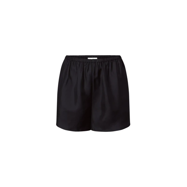 The Frankie Shop Cabo Elasticated Silk Shorts - Black - Oversized Minimalist Shorts in Black - Shop at Coveti