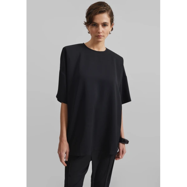 The Frankie Shop Callice Padded T-Shirt – Black Top, view 3