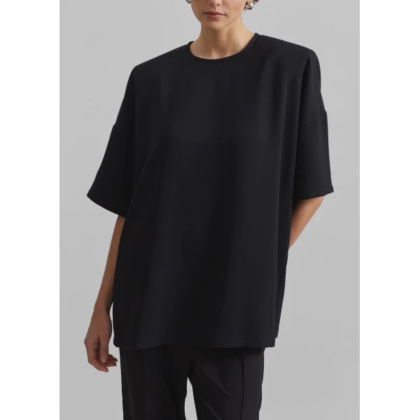 The Frankie Shop Callice Padded T-Shirt – Black Top, view 4