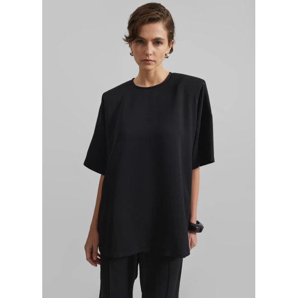 The Frankie Shop Callice Padded T-Shirt – Black Top, view 5