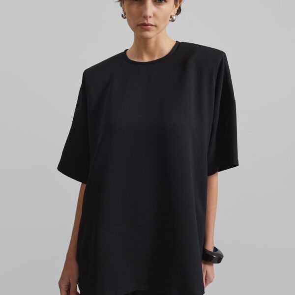 The Frankie Shop Callice Padded T-Shirt - Black - Oversized Minimalist Tops in Black - Shop at Coveti