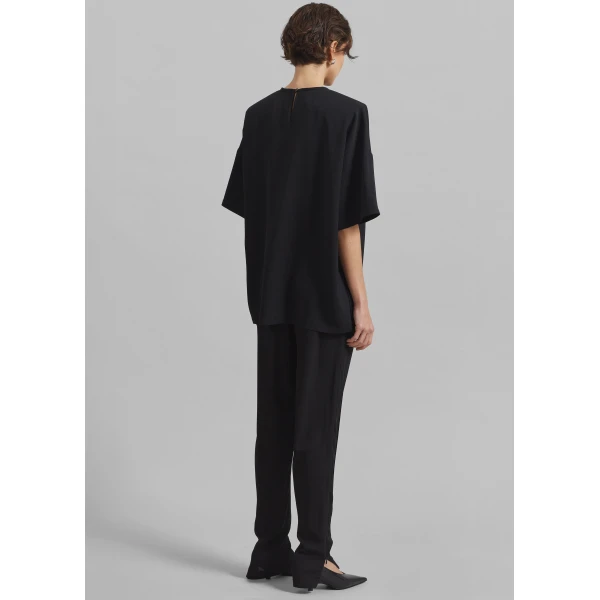 The Frankie Shop Callice Padded T-Shirt – Black Top, view 6